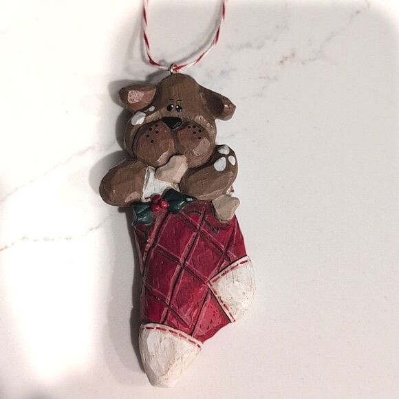 Cat and Dog Christmas Ornaments Artist Signed by Eddie Vintage Set of 2 - Picture 3 of 6